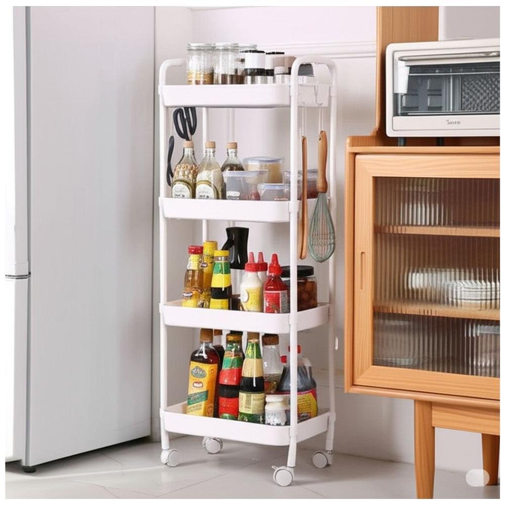 Carrito Organizador de Cocina Multiusos 4 Niveles con Ruedas 104x40x26cm Blanco