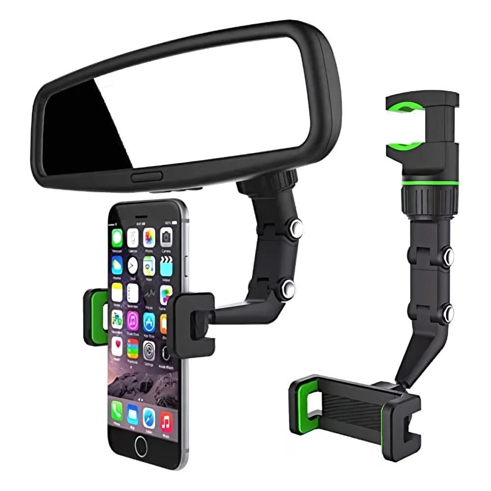 Soporte de celular universal para espejo retrovisor de auto Verde