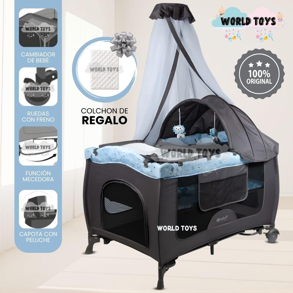 Cuna Corral Mecedora SALLY CUTE Sky Blue con Colchón