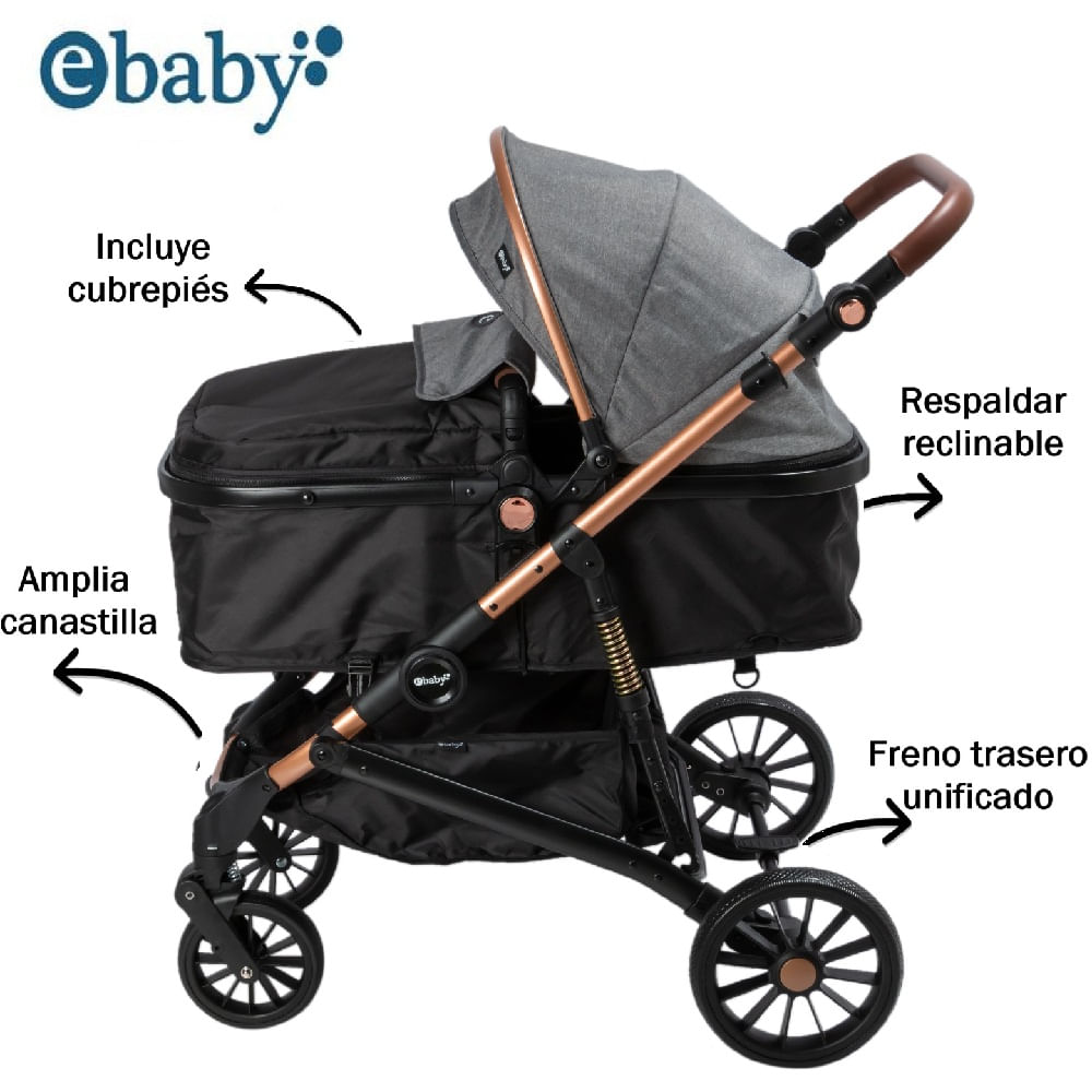 Coche de Paseo LEAF con Respaldar Reclinable Gris