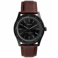 Reloj Fossil Sullivan BQ2666 Solar Acero Inoxidable Negro Correa de Cuero Marrón