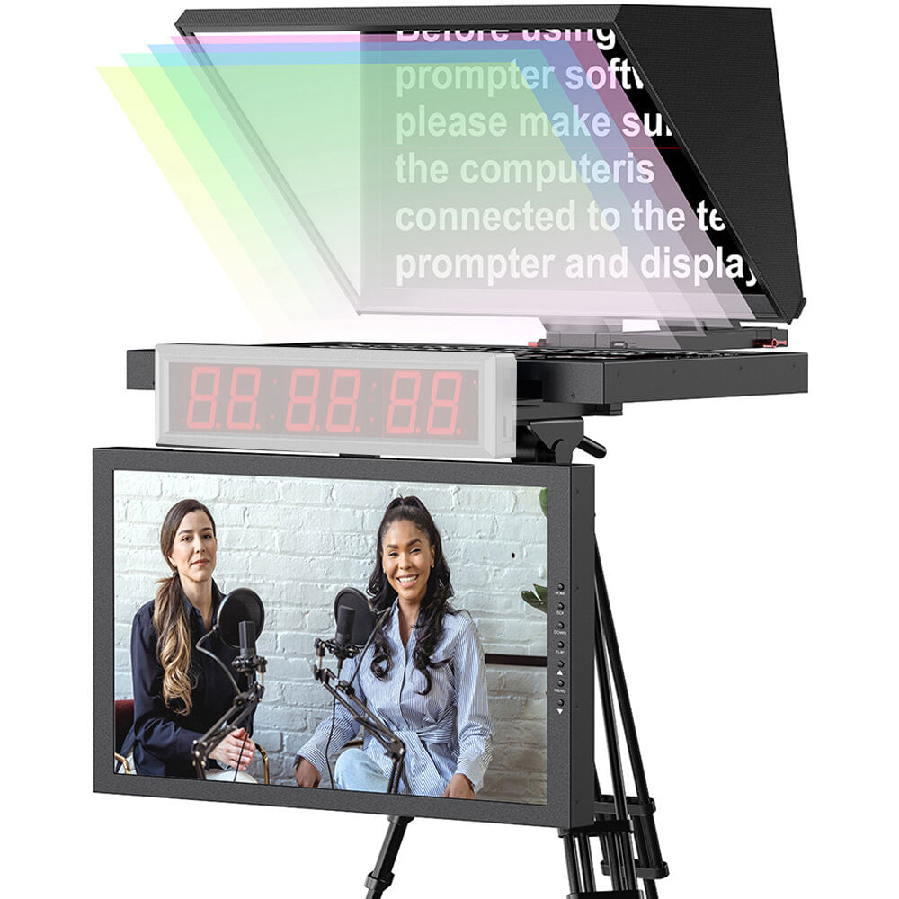 Teleprompter Desview T20-M con Monitor HDMI + SDI de 20" y Cristal Beamsplitter 75/25