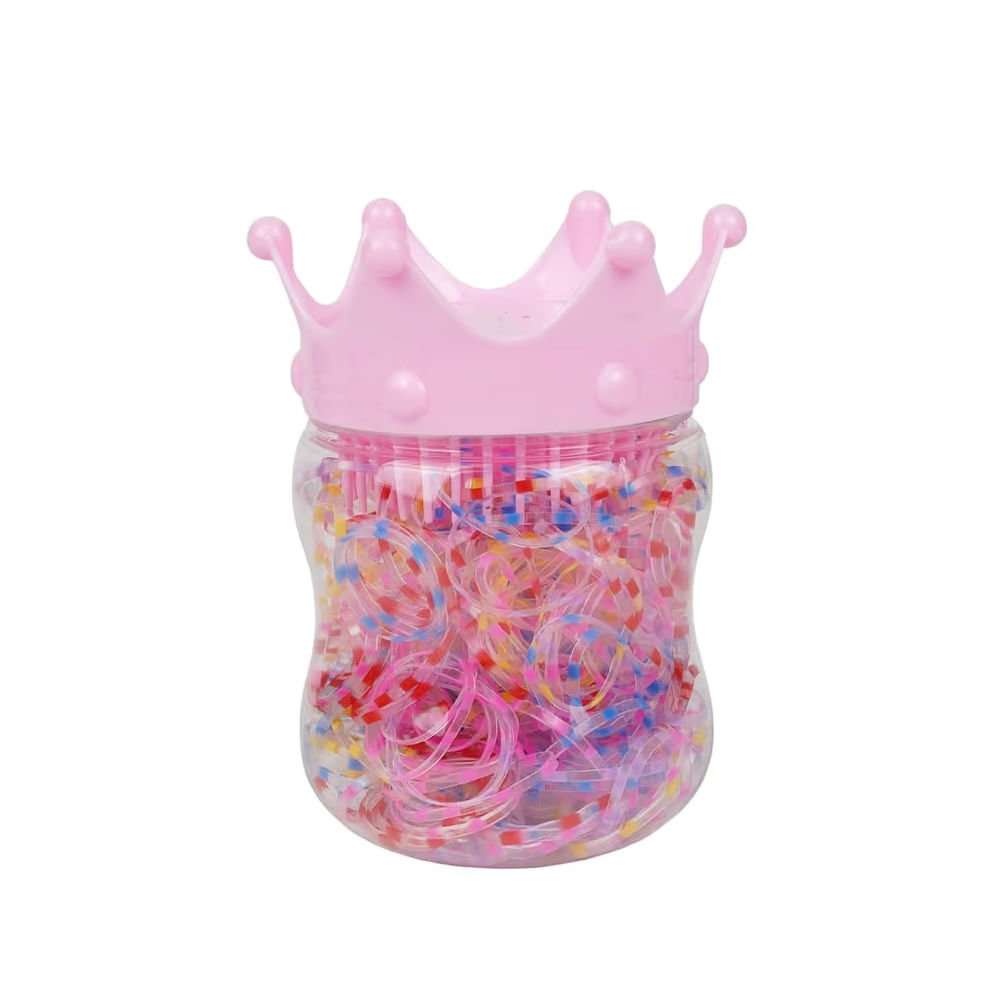 ESCOLAR - Set de 150 ligas elásticas para cabello con tapa