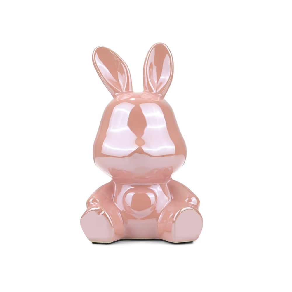 PASCUA - Alcancia de porcelana conejo rosado