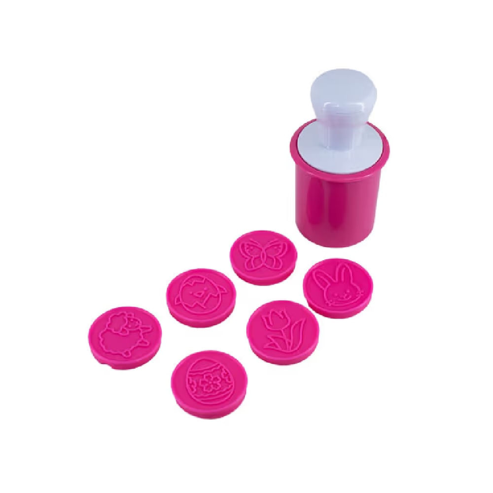 PASCUA - Set 7 moldes plantilla de plástico Conejo, Flor y Huevo