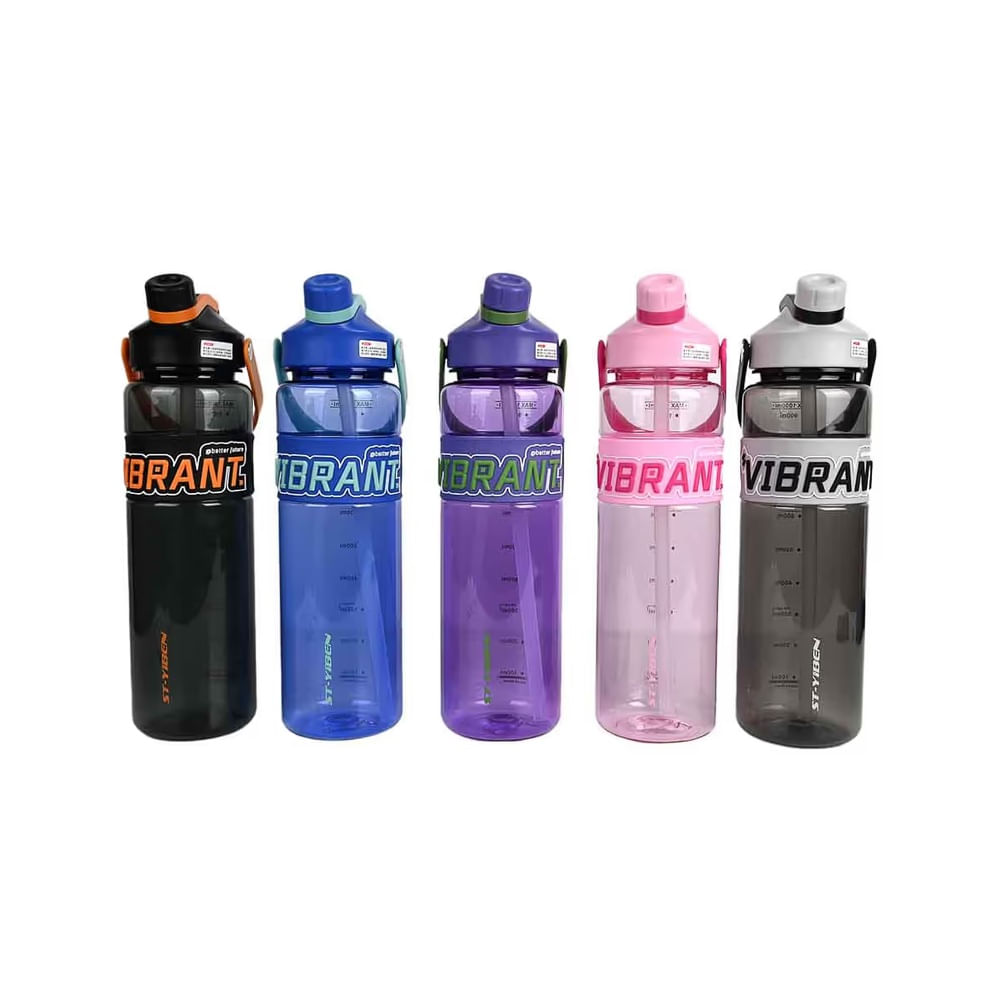 ESCOLAR - TOMATODO DE PLÁSTICO CON ASA CAPACIDAD 800ML - 05 COLORES