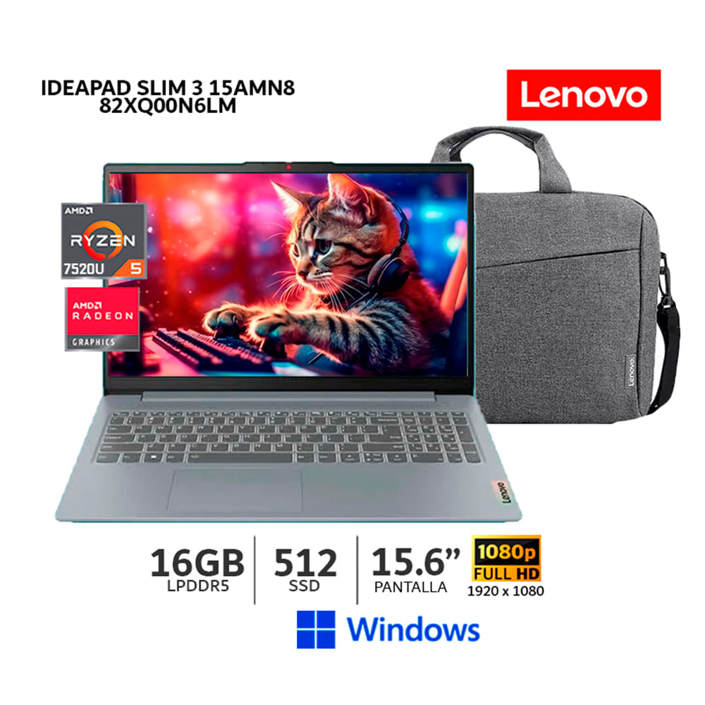 Laptop Lenovo IdeaPad Slim 3 15AMN8 Ryzen 5 7520U 2.8HZ 16Gb Ram 512Gb SSD 15.6 Wind-82XQ00N6LM