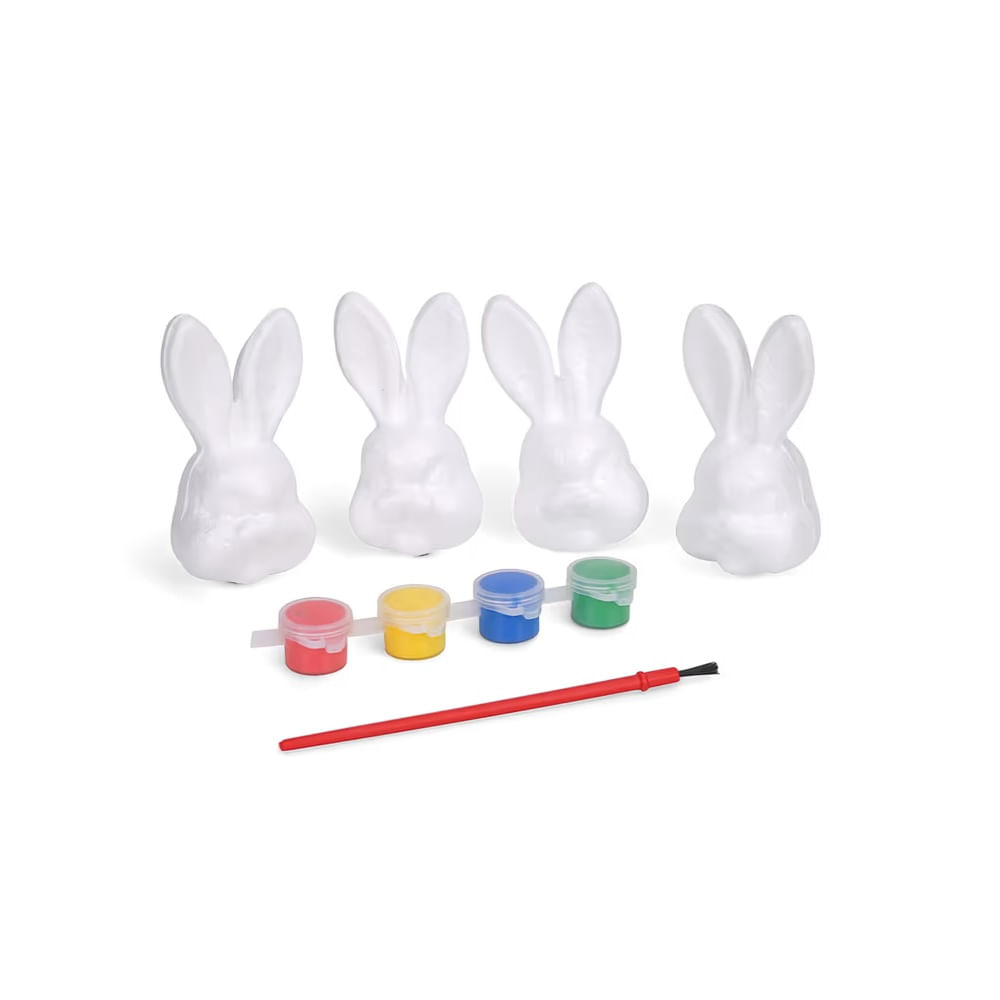 PASCUA - Rostros de conejitos de espuma para pintar Set de 04pzs