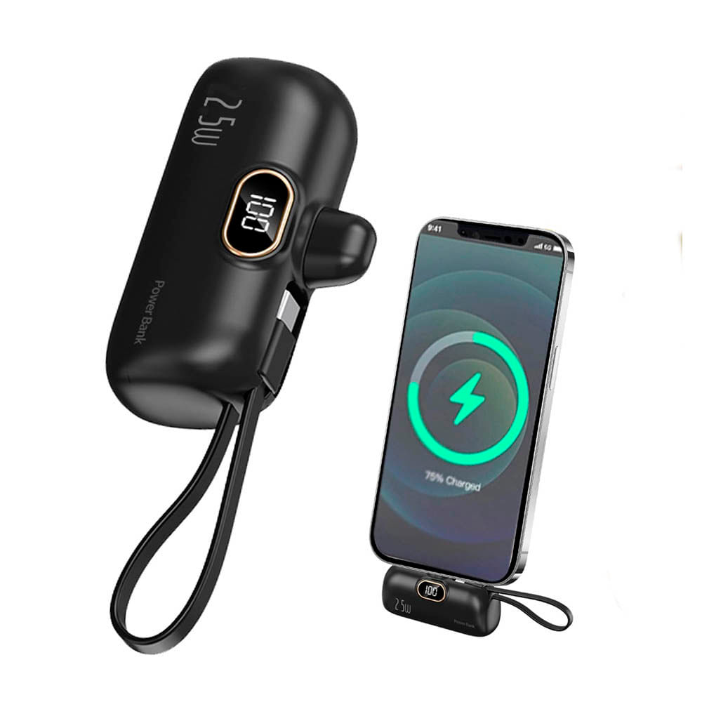 Cargador Portátil Demgel DE-2028 para Android y iPhone 6500 mAh PD 25W Negro