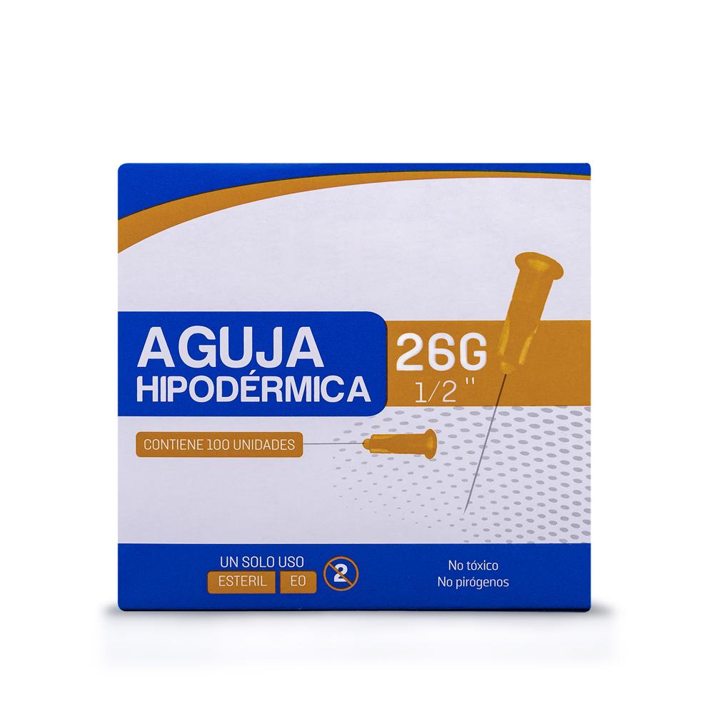 Aguja Hipodérmica Estéril 26 G X 1/2" CAJA 100 UND