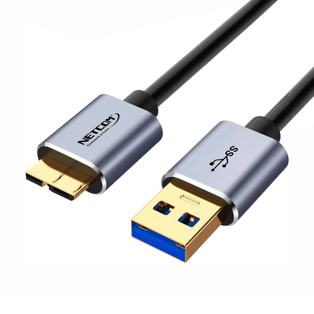 Cable USB 3.0 a Micro B NETCOM 30cm para Disco Duro Externo