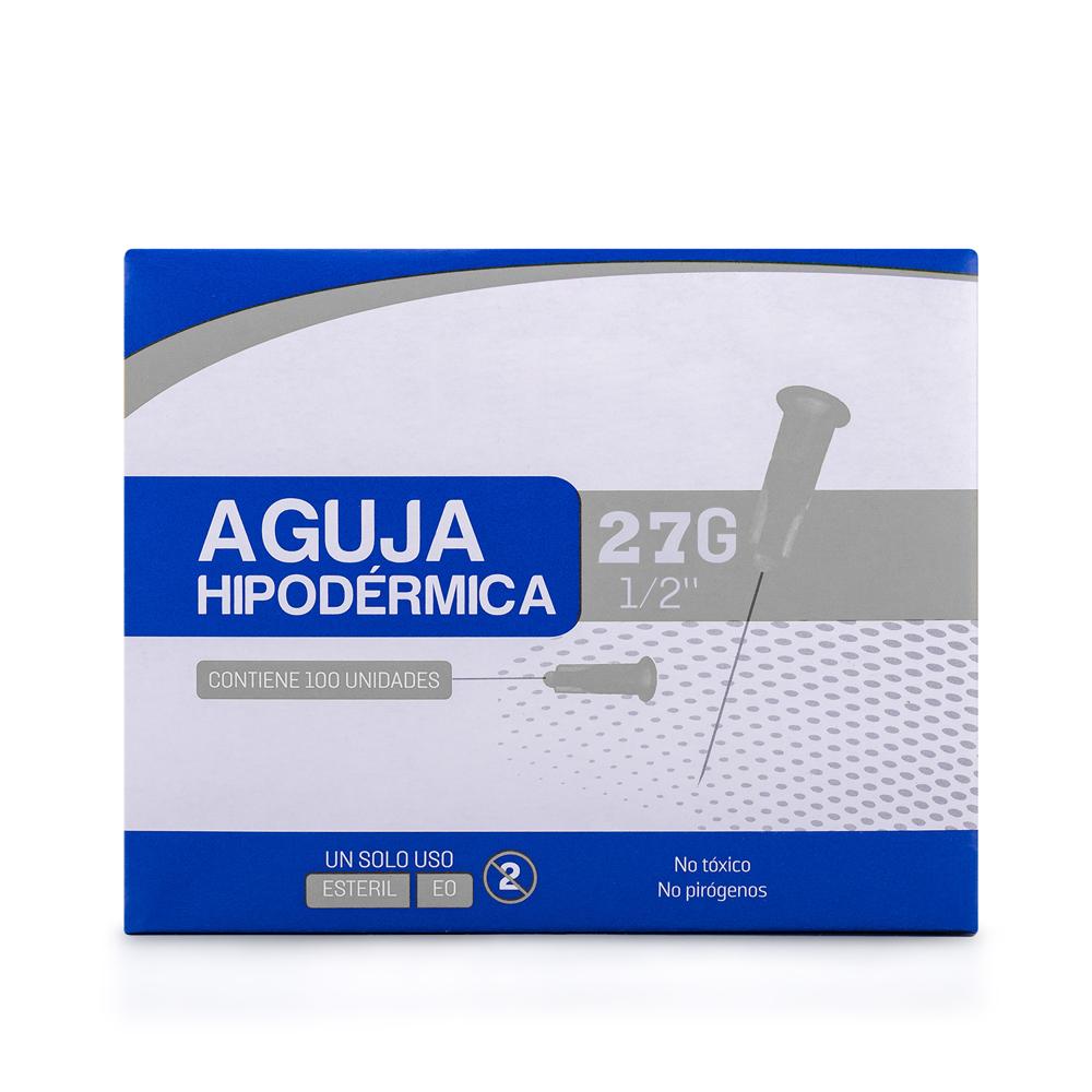 Aguja Hipodérmica Estéril 27 G X 1/2" CAJA 100 UND