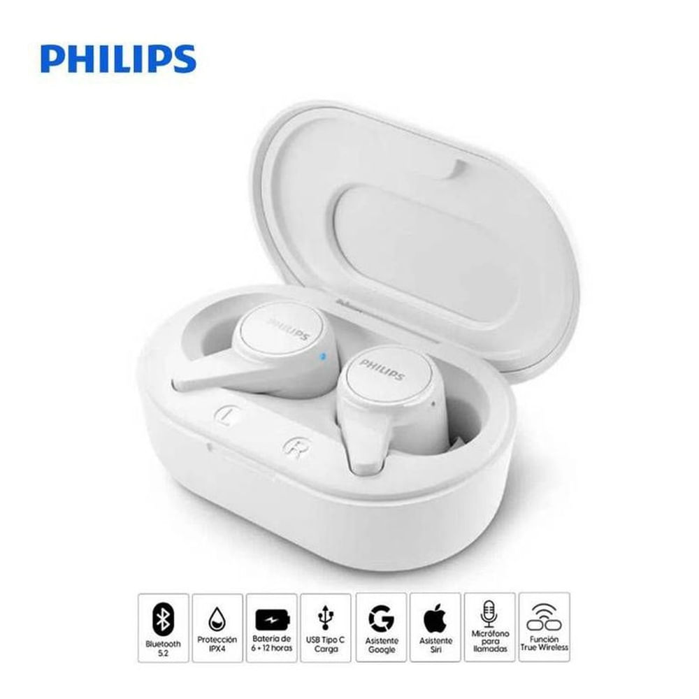 Audífonos Bluetooth True Wireless Philips TAT1207 Blanco