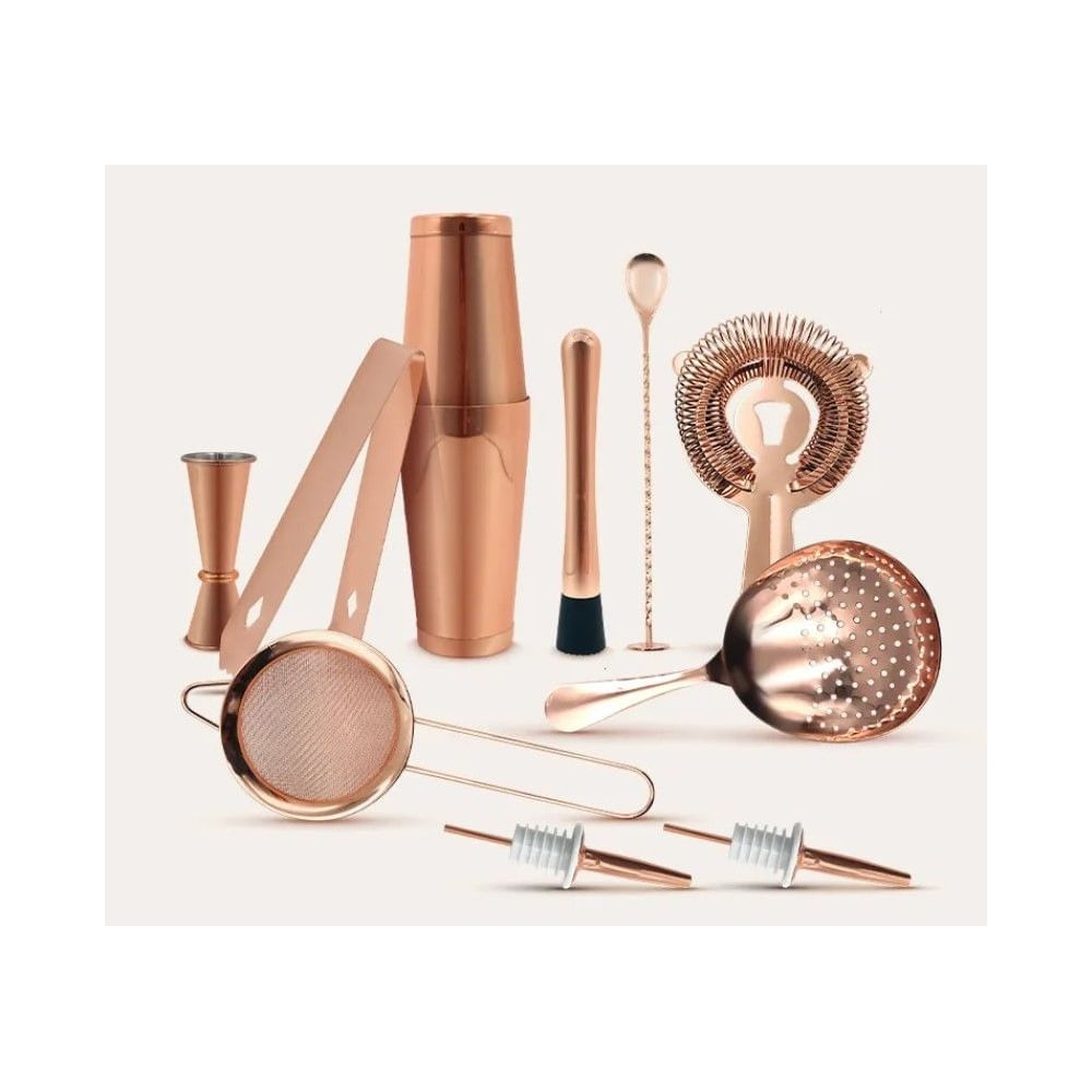 Kit Bartender Profesional 10 Pzs Color cobre en Acero Inox