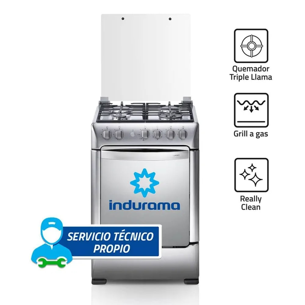 Cocina Indurama a Gas de 4 Hornillas Florencia Zafiro Croma