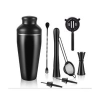 Kit Bartender Coctelero de 8 Piezas Negro de Acero Inoxidable