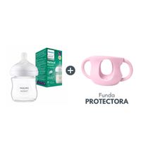 Biberón de Vidrio Natural Response 4oz 120ml con Funda Protectora Rosado