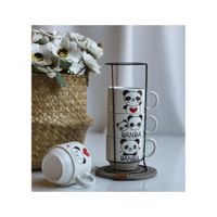 Juego de 4 Tazas Apilable con Soporte de Metal