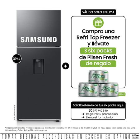 Refrigeradora Samsung Top Mount Freezer 394L RT42DG6770B1PE Black