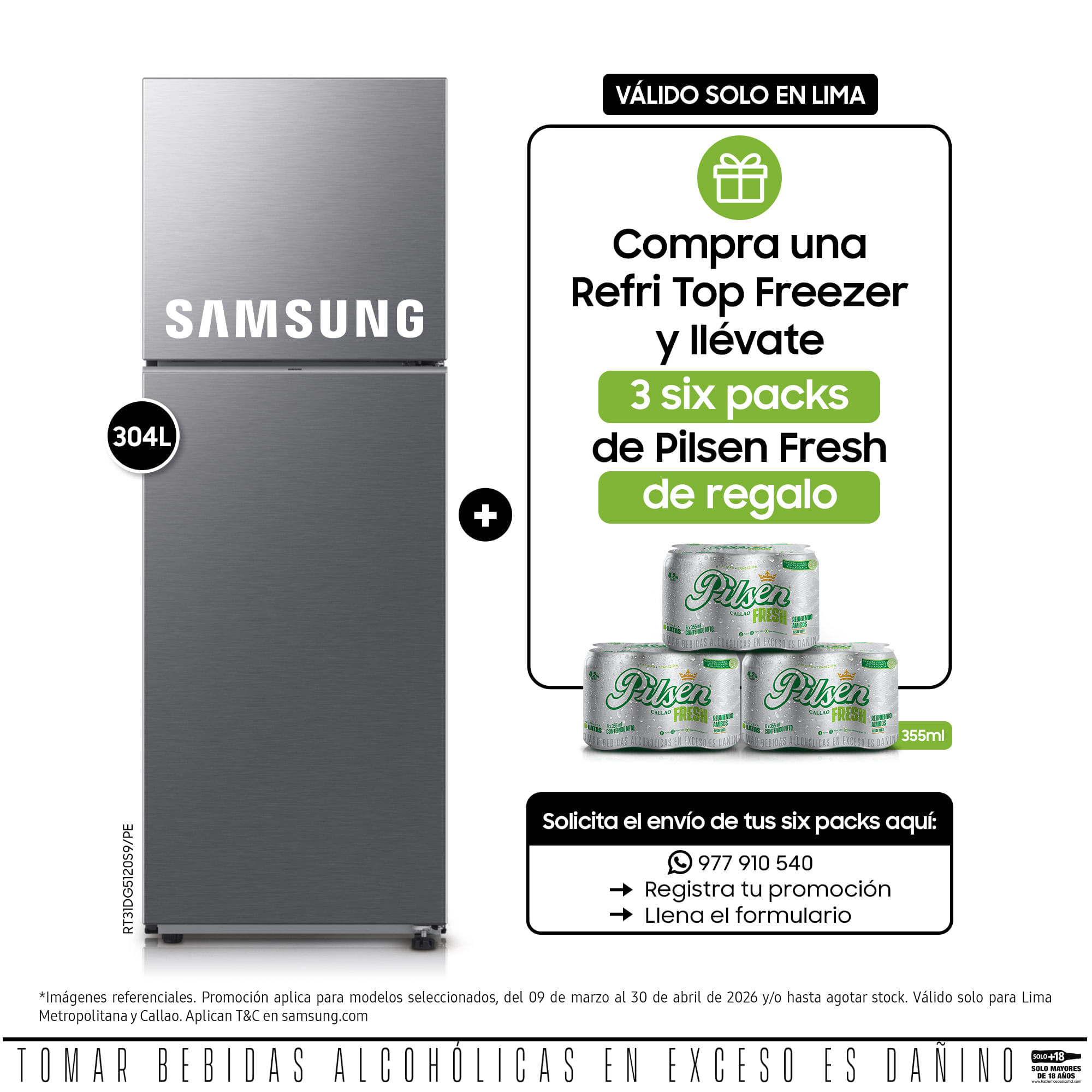 Refrigeradora Samsung 304L Top Mount Freezer RT31DG5120S9PE Plata