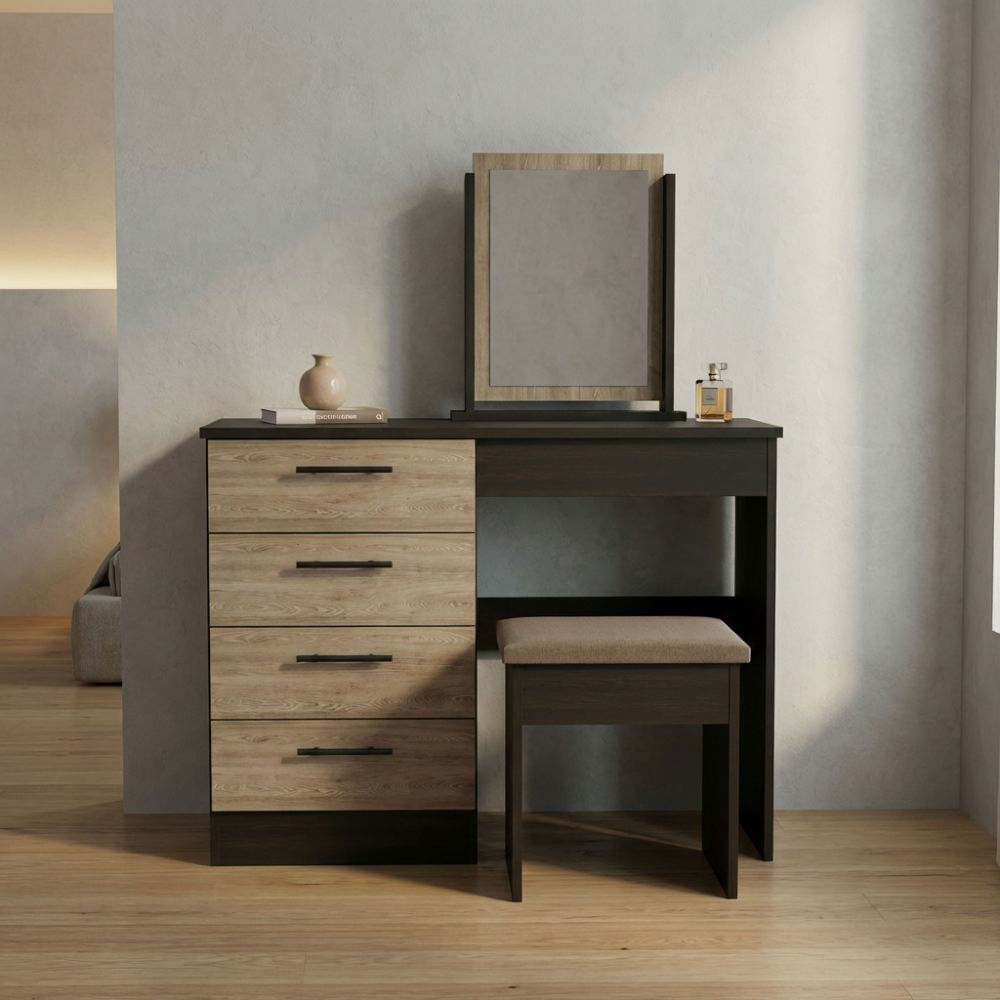 Tocador con espejo Jeremiah Negro y Marrón | Masiva Home