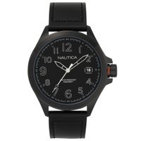 Reloj Nautica Glen Park NAPGLP004 Fecha Acero Inoxidable y Correa de Cuero Negro
