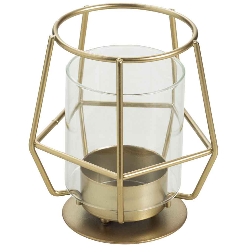 Candelabro Metálico Con Vidrio DECO HOME Ave