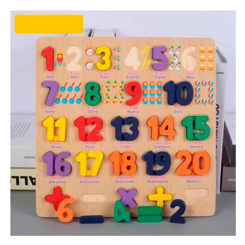 Juego Educativo de Madera con Encajables Numericos para Aprendizaje Infantil en Casa