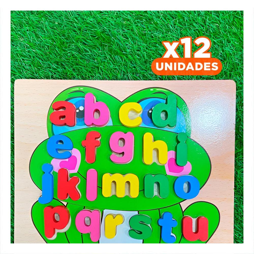Pack12 Cognitivo Didactico Abecedario Letras Encasables Rana Letras minusculas Y+Papel Regalo