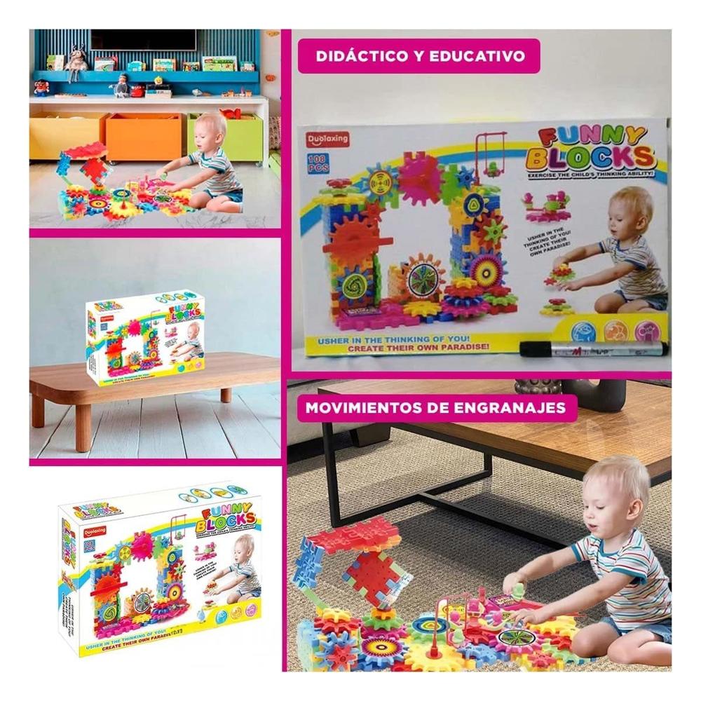 Juego de Construccion de Granaje 108 Piezas para Niños Y+Ligas Regalo