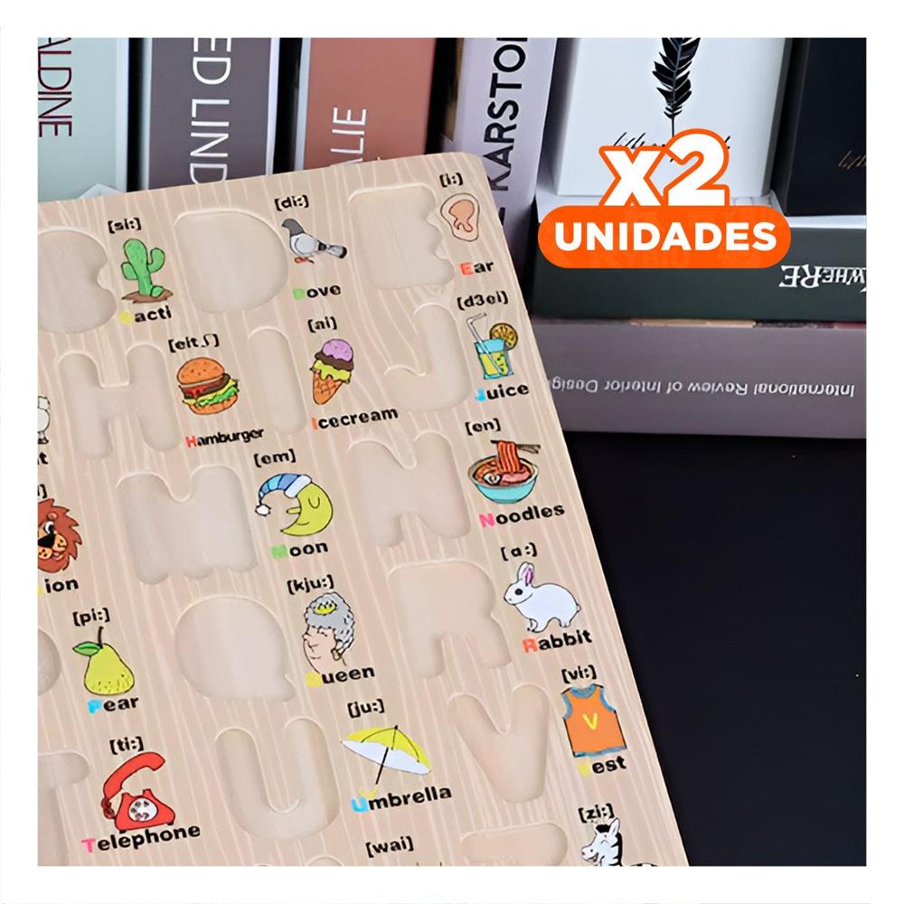 Pack2 Recurso Educativo de Abecedario en Madera con Letras Mayusculas Y+Papel Regalo