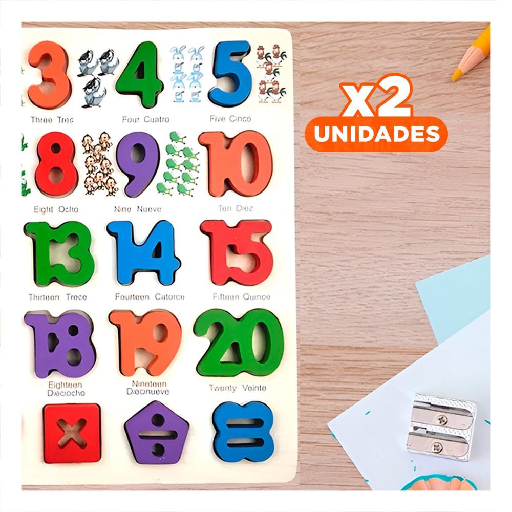 Pack2 Recurso Didactico de Madera con Piezas Encasjables para Aprender Formas Y+Papel Regalo