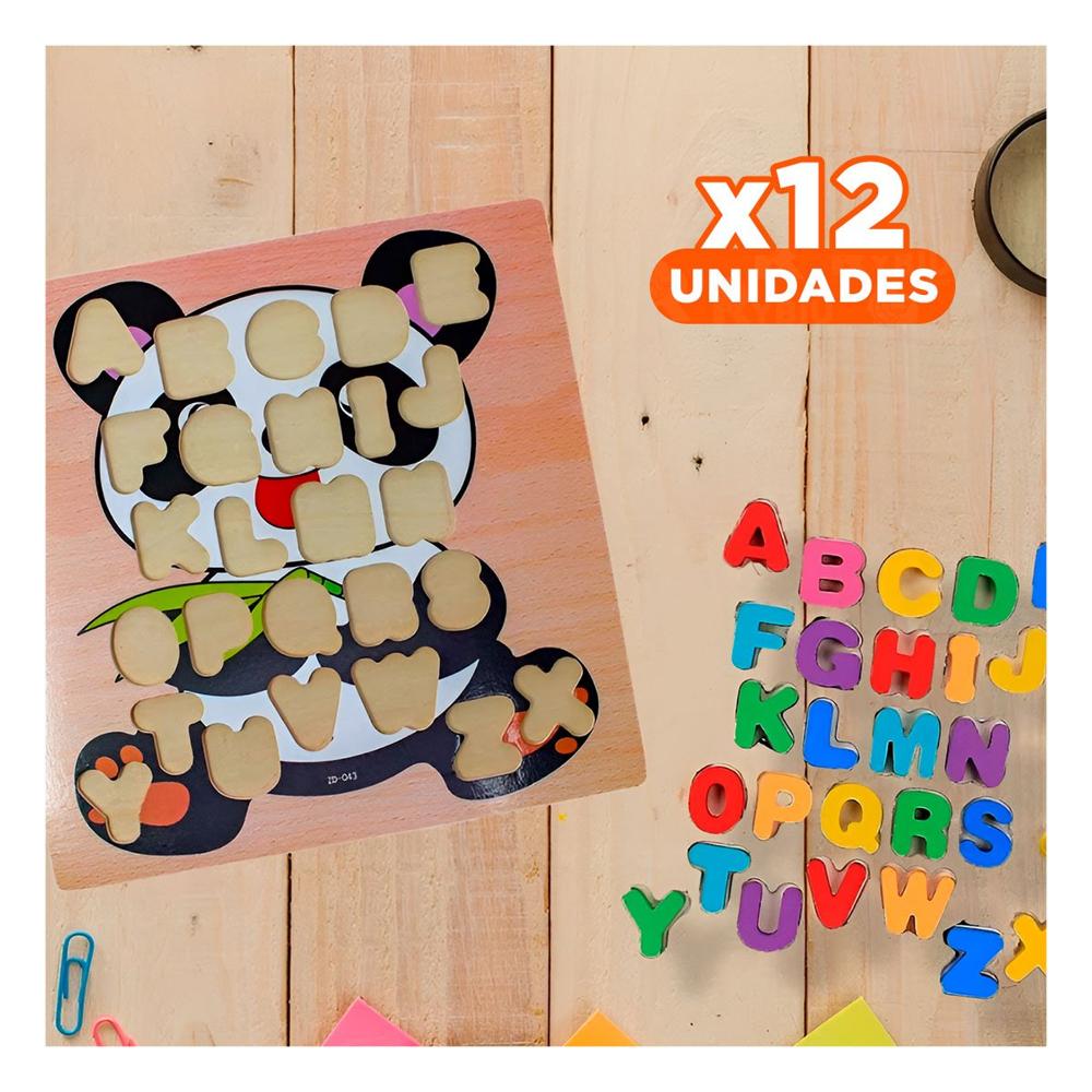 Pack12 Opcion Educativa Abecedario con Letras Encajables Tipo Osito para Casa Y+Regalo Sticker