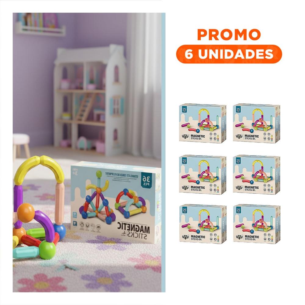 Pack6 Conocimiento Magnetico Creativo para Hogar con Piezas Didacticas Y+Regalo Sticker