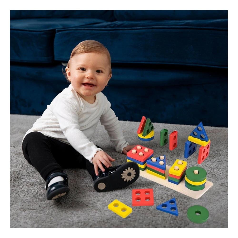 Coleccion Interactiva de Encaje Geometrico 4 Piezas para Desarrollo Manual Y+Regalo Sticker