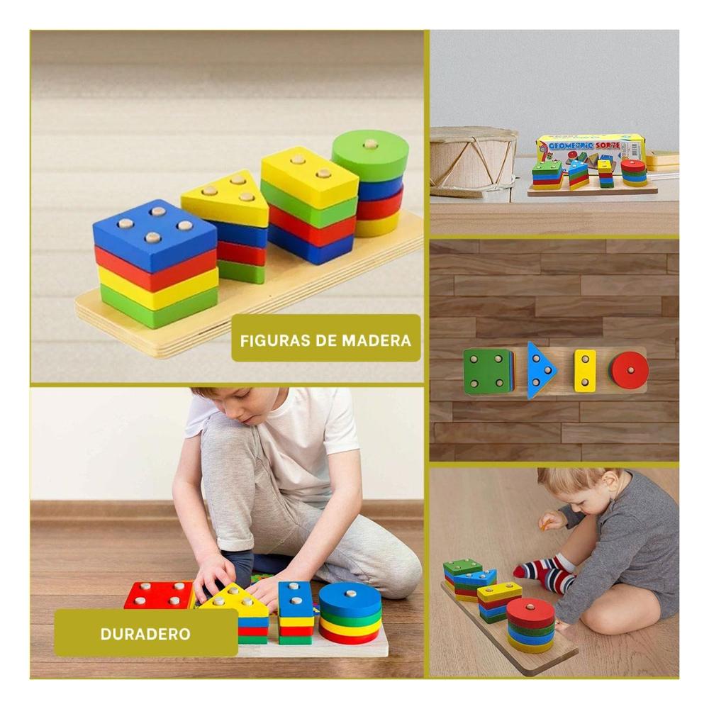 Pack2 Conjunto Creativo de Encaje Geometrico 4 Piezas para Aprender Jugando Y+Papel Regalo