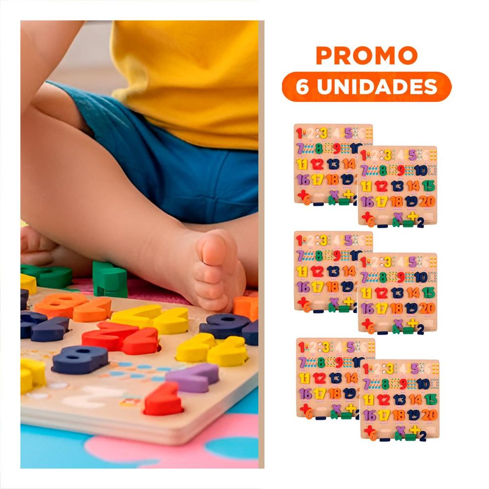 Pack6 Opcion Educativa de Madera con Piezas Numericas Encajables para el Hogar Y+Regalo Sticker