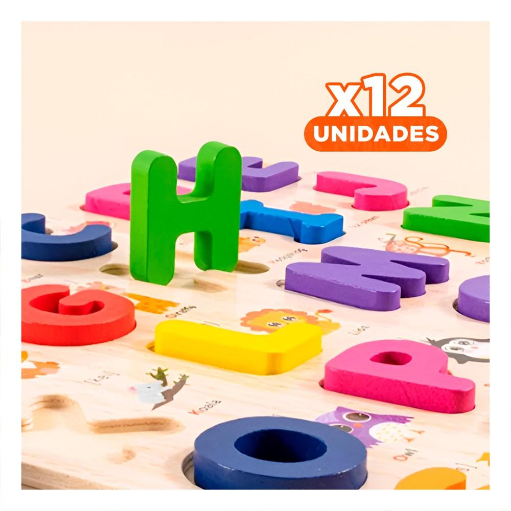 Pack12 Alternativa Educativa de Abecedario en Madera con Letras Mayusculas Y+Regalo Sticker