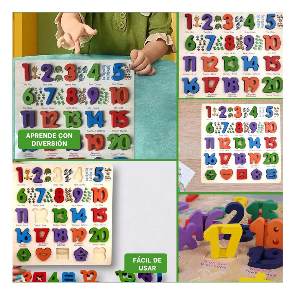 Tabla Didactica de Madera Educativa con Piezas Encasjables para Aprender Formas Y+Ligas Regalo