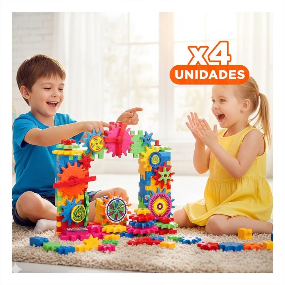 Pack4 Actividad Interactiva de Granaje 108 Piezas para Niños Y+Regalo Sticker