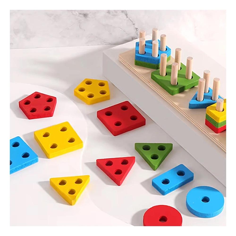 Pack12 Kit Didactico de Encaje Geometrico 4 Piezas para Desarrollo Cognitivo Y+Papel Regalo