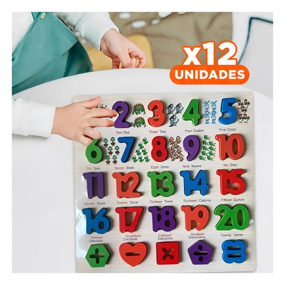Pack12 Base Didactica de Madera con Piezas Encasjables para Aprender Formas Y+Regalo Sticker