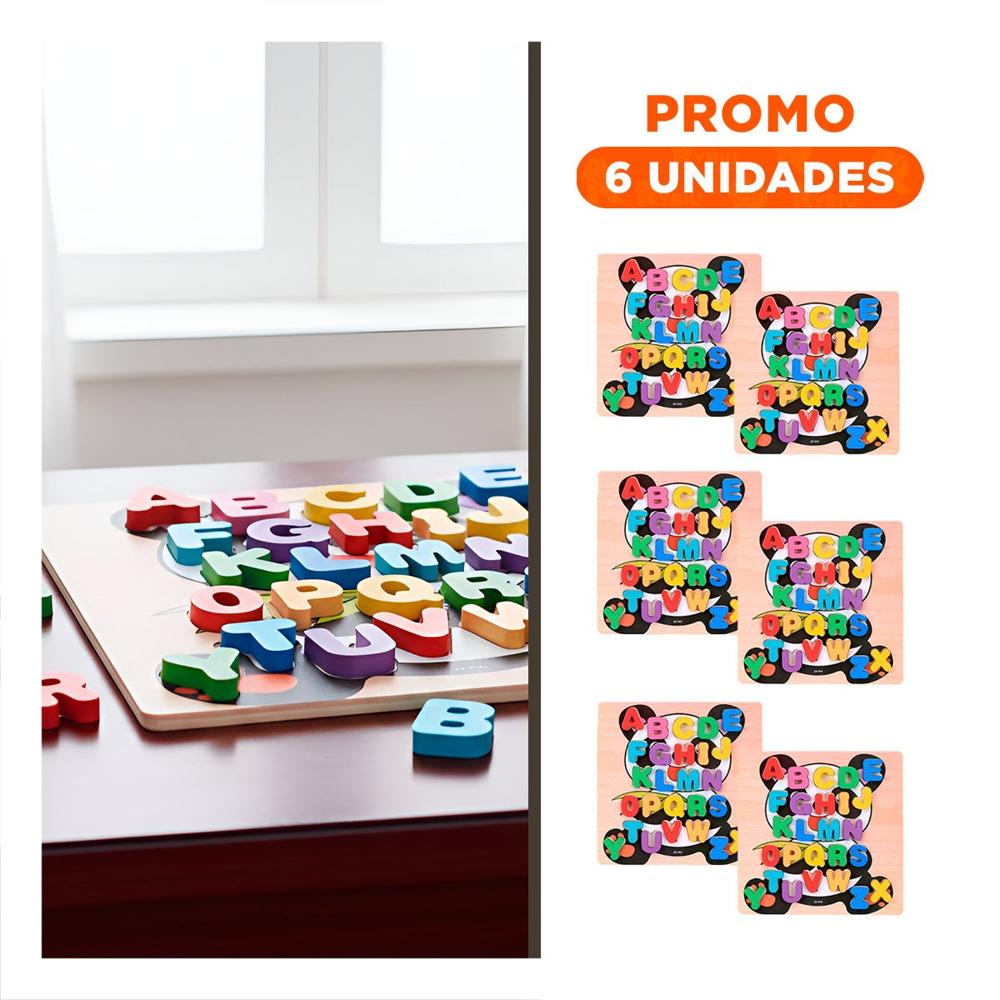 Pack6 Sistema Didactico Abecedario Letras Encajables con Osito Educativo Y+Regalo Sticker