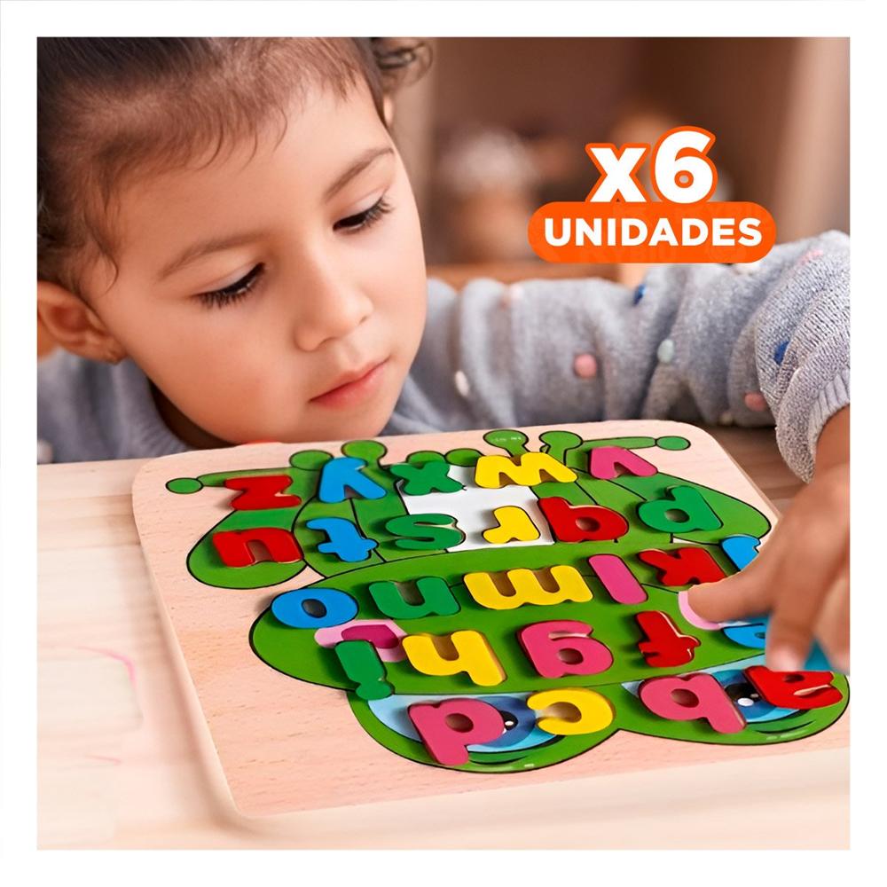 Pack6 Estimulo Didactico Abecedario Letras Encasables Rana Letras minusculas Y+Papel Regalo