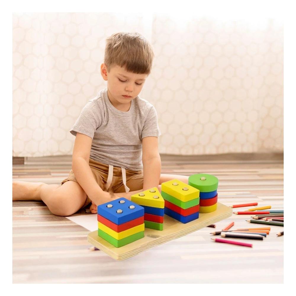 Pack2 Conjunto Didactico de Encaje Geometrico 4 Piezas para Desarrollo Y+Regalo Sticker