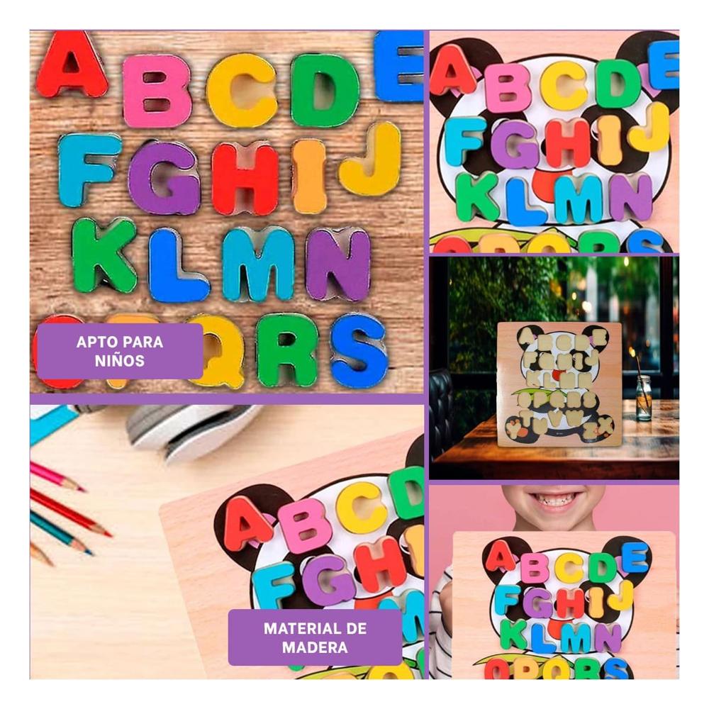Juguete Didactico de Abecedario Letras Encajables con Osito Educativo Hogar Y+Ligas Regalo