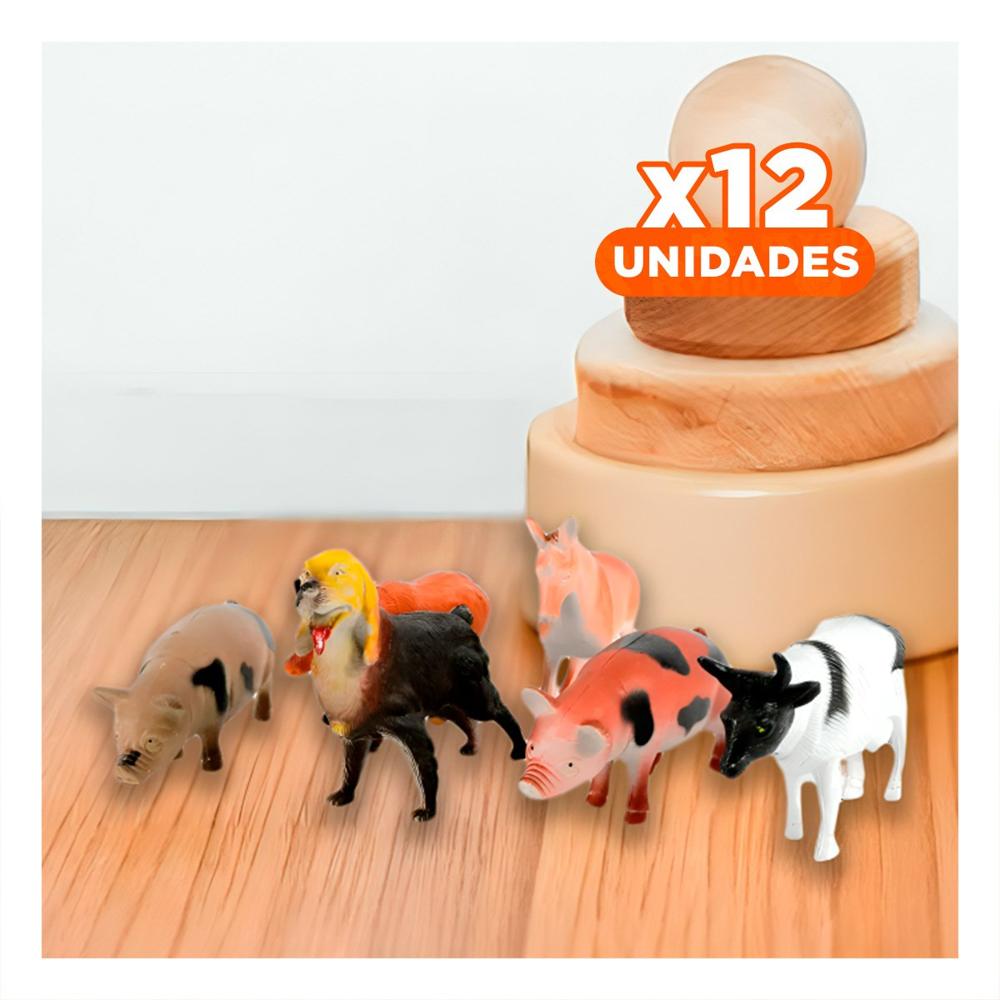 Pack12 Coleccion Clasica de Animales de Granja Domestico en Bolsa para Hogar Y+Papel Regalo