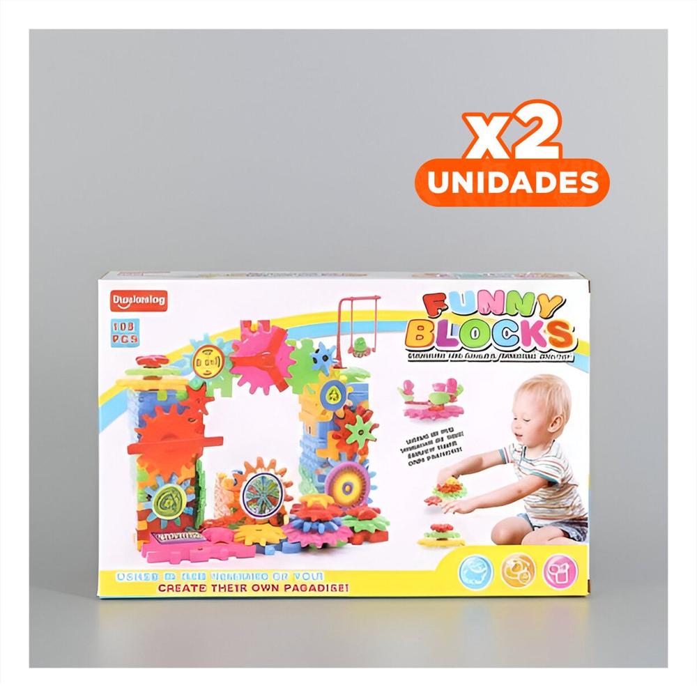 Pack2 Set de Aprendizaje de Granaje 108 Piezas para Niños Y+Papel Regalo