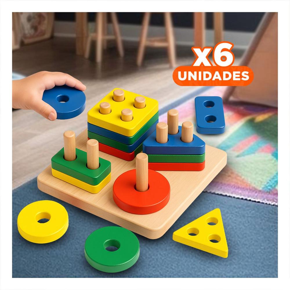 Pack6 Bloques Didactico Plantado para Niños Colorido y Diversion