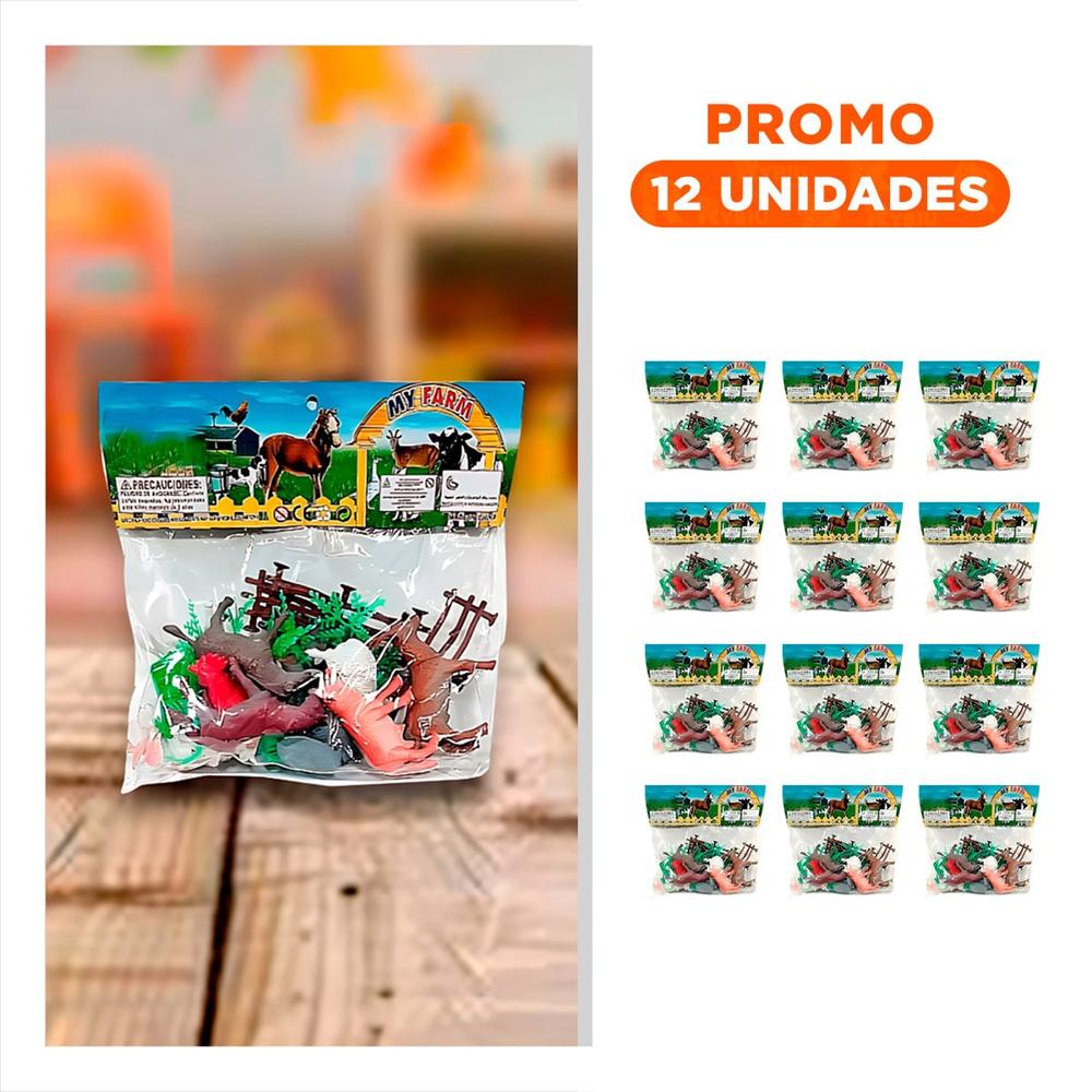 Pack12 Juego Didactico de Animales de Granja con Plantas para Casa
